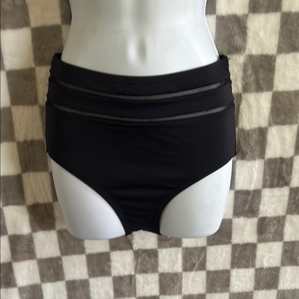 Victoria Secret / Pink Black High-Waisted Bikini Bottom size Small/ Petite